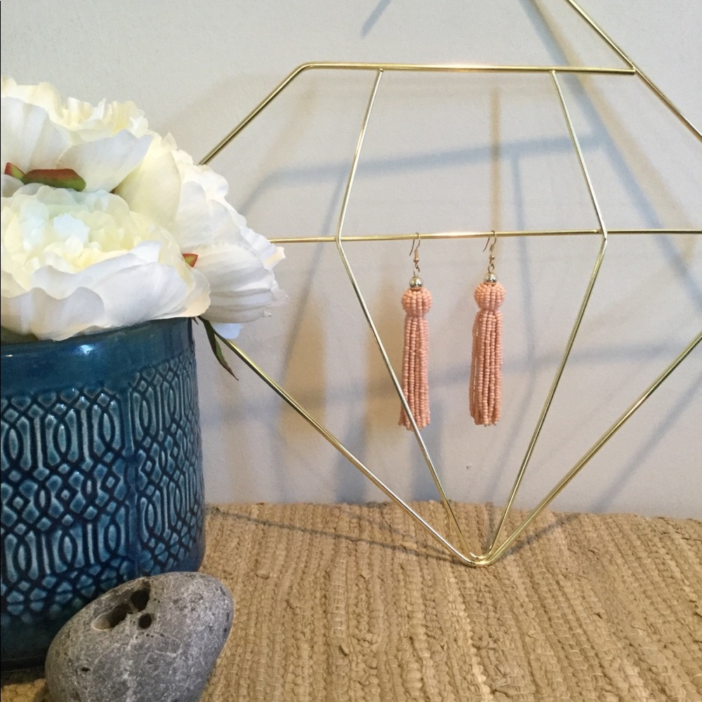 Blush Pink Beaded Dangling Earrings